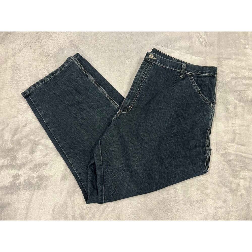 Wrangler Carpenter Jeans Men’s Sz 42x30 Dark Wash Denim Workwear